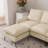 104.5"Modern Sectional Faux leather L-Shaped Sofa Couch with Convertible Ottoman-1161209935