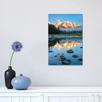 Teton Range Reflected In Water, Grand Teton National Park, Wyoming by Tim Fitzharris - Wrapped Canvas Print