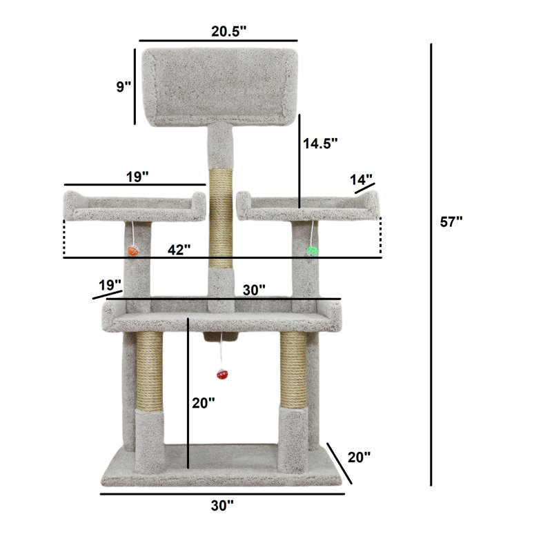 Prestige Cat Trees 56" Extra Large Spacious Cat Tree