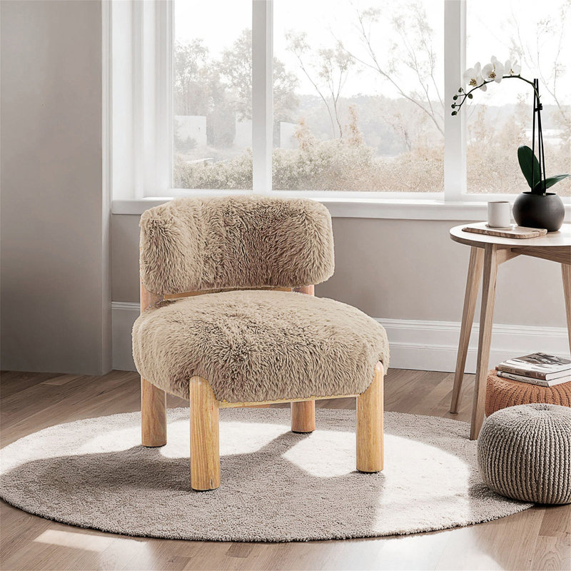 Chaise d'appoint minimaliste champignon avec revêtement en fourrure moelleuse pour les espaces de vie modernes., Champignon