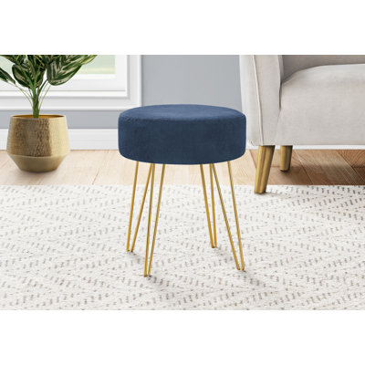 Ottoman Pouf Footrest Foot Stool 14" Round Fabric Metal Legs Contemporary by Mercer41
