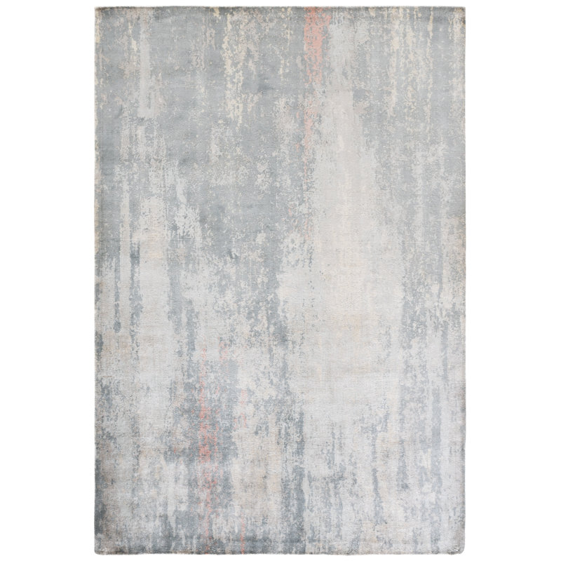 Tapis bleu / gris tissé à la main Mcelroy, Rectangle 6 pi x 9 pi