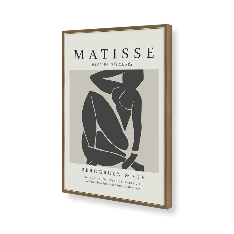 Matisse's Nude III en noir, H 17,25 po x l 13,25 po x P 1,25 po, Reproduction encadrée sans passe-partout, Or brossé