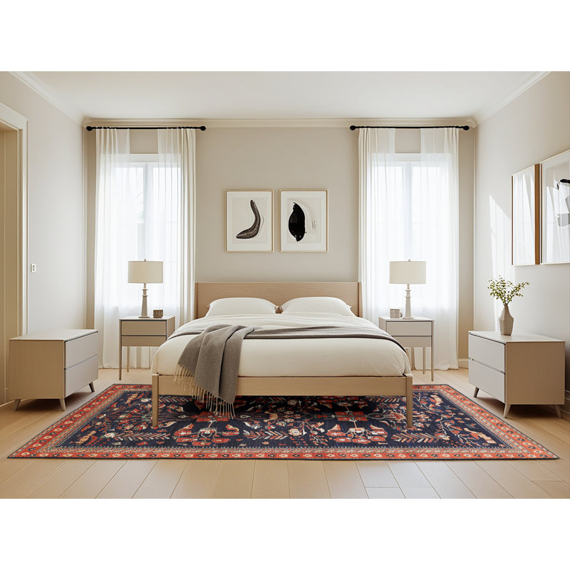 Tapis noir / brun à motif oriental, Rectangle 5 pi x 8 pi