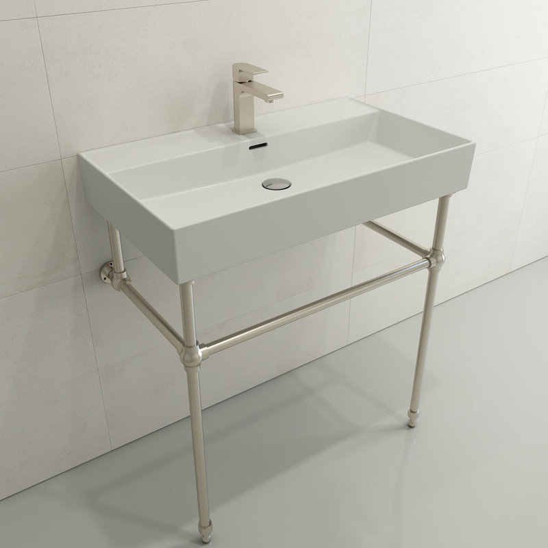 Milano 31.69'' L Bathroom Sink, Matte White, Single-Hole