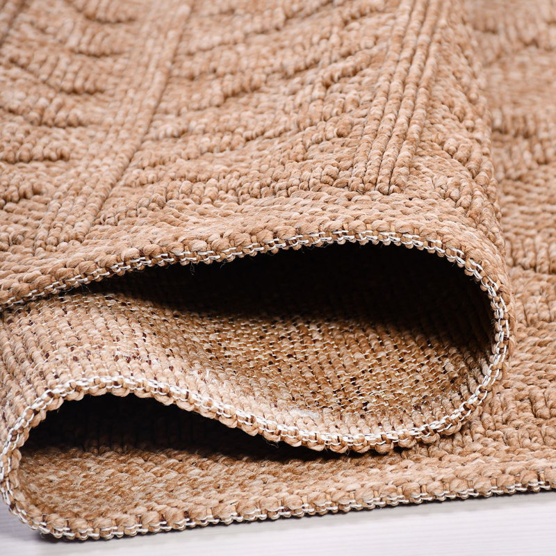 Tapis brun moderne lavable à la machine antidérapant, Rectangle 5 pi 3 po x 7 pi 7 po