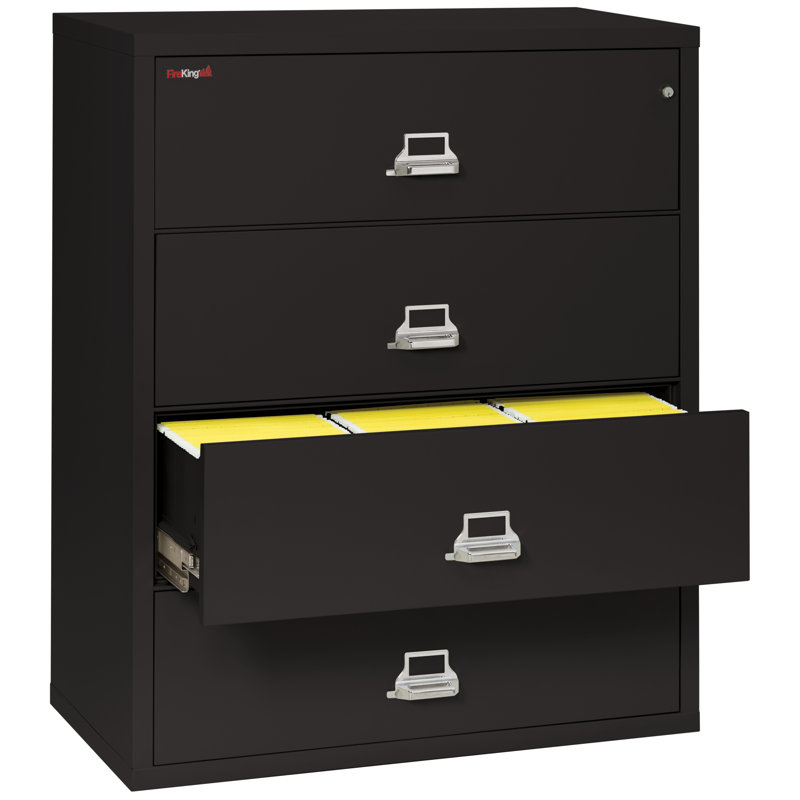 Fireproof 4 - Drawer File Cabinet, Key Lock, Black
