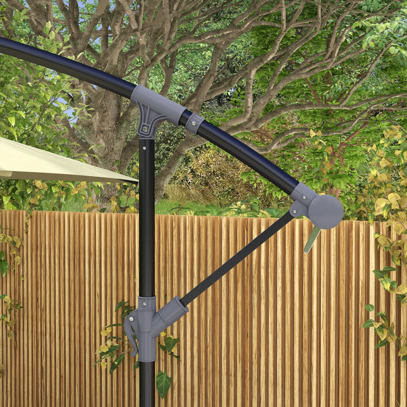 Outsunny 3x2m Cantilever Parasol with Cross Base Crank Handle, Beige
