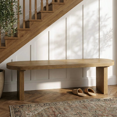 Indoor Pine Dining Bench, 62.9"L Solid Wood Seating, 350Lbs Weight Capacity, Fits 3 People for Kitchen, Dining Room & Living Space
