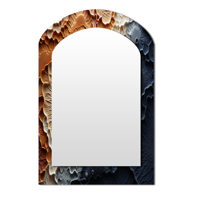 Géode de pierre minimaliste beige et bleu - géode de pierre, miroir mural décoratif asymétrique