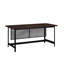 Bureau industriel brun avec espace de travail spacieux, option de recharge sans fil Qi, bureau autoportant rectangulaire, structure perforée en métal, finition 64,31 x 30 x 29,92 pouces, surface pour ordinateurs portables, maison