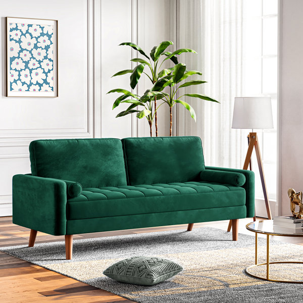Enedelia 69.3'' W Velvet Loveseat Upholstered Sofa Corrigan Studio Fabric: Green Velvet