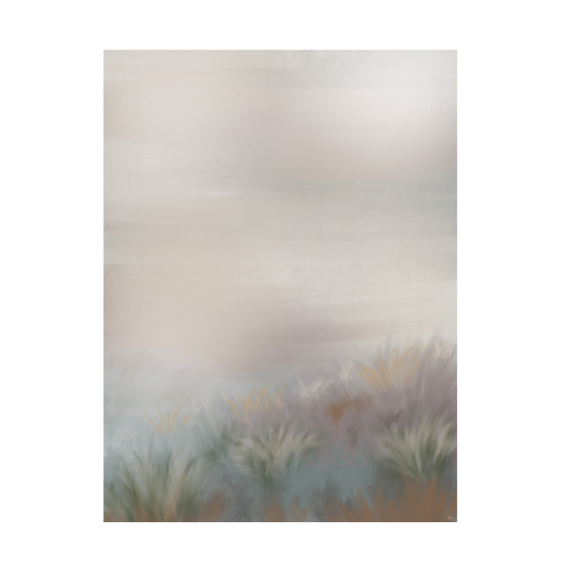 Paysage, herbe et brouillard sur toile, H 19 po x l 14 po x P 2 po