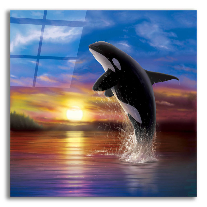 Dovecove «Orca Sunrise» par Chris Dobrowolski, art mural en verre acrylique, H 12 po x l 12 po x P 0,13 po