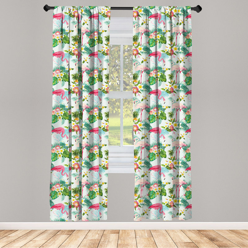 Flamingo Semi-Sheer Rod Pocket Curtain Panels, 28" x 63"