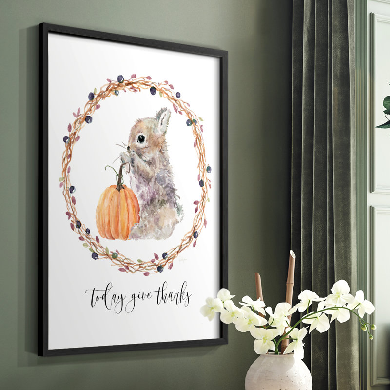 «Harvest Home Bunny», reproduction encadrée - bois massif, Noir, H 28 po x l 22 po