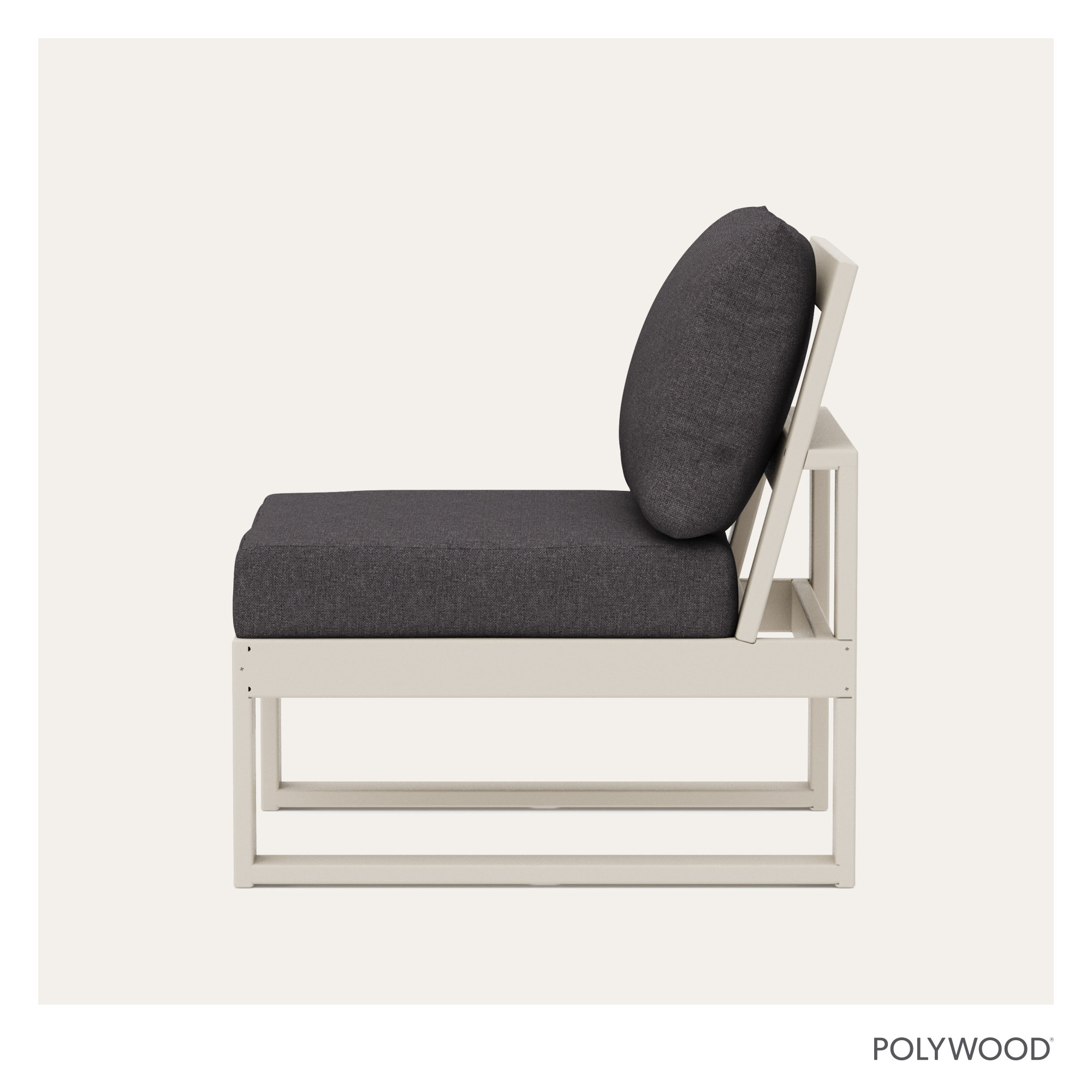 Edge Modular Armless Chair, Ash Charcoal Revolution®, Sand