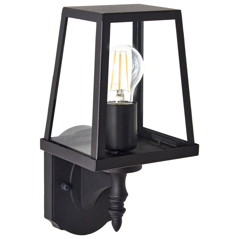 HEZIR Matte Black 19cm H Outdoor Wall Lantern