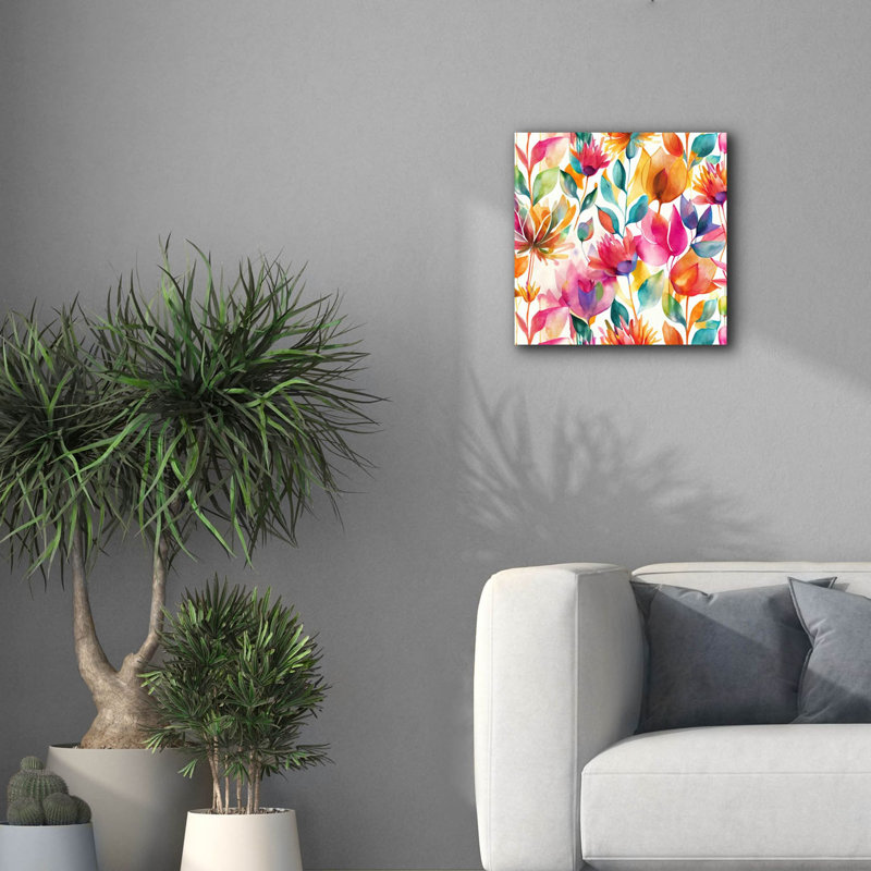 «Floral Passion» par Andrea Haase, art mural sur toile, H 18 po x l 18 po x P 0,75 po