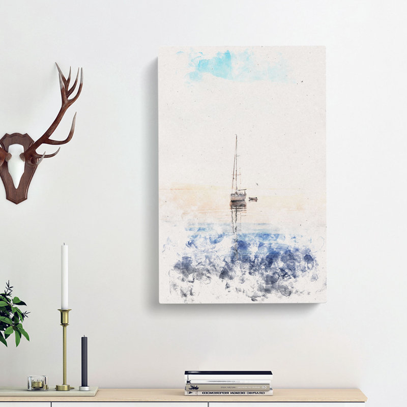 Lone Sailboat - Wrapped Canvas, 50cm H x 35cm W x 3cm D