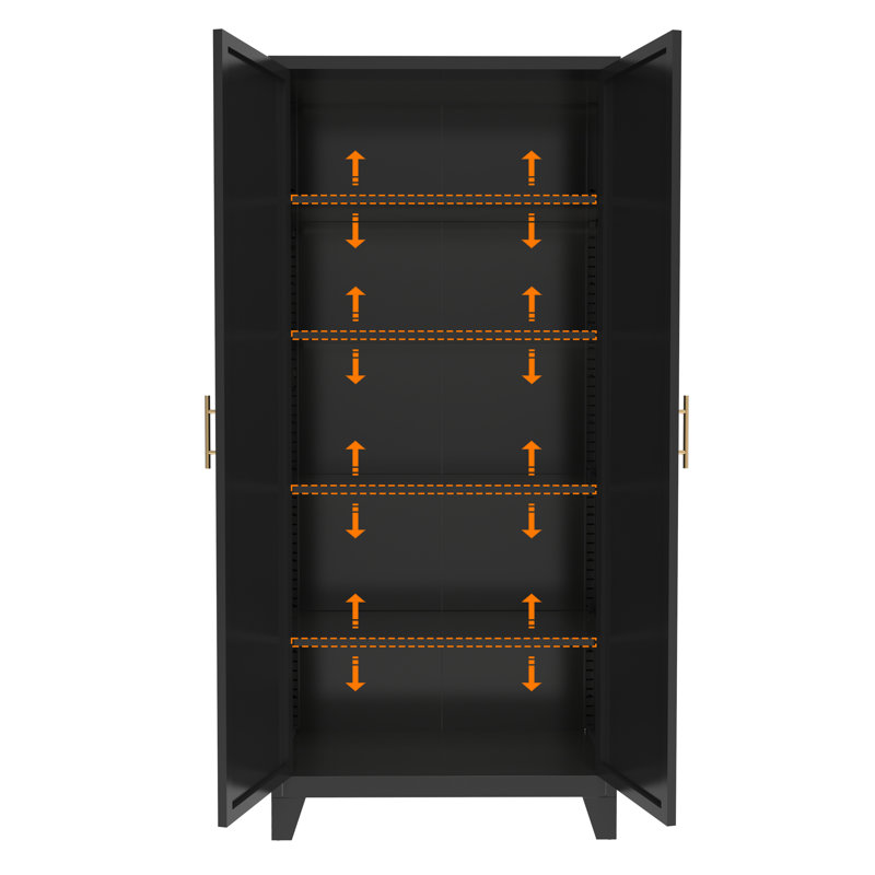 Armoire de rangement métallique de 61,02 pouces de hauteur avec 2 portes et étagères réglables, White