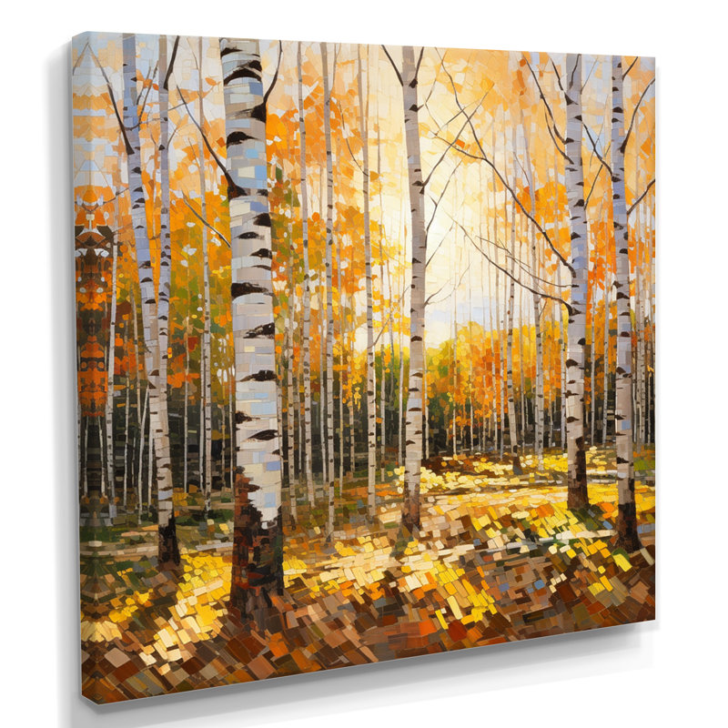 Soleil à travers les bouleaux - impression d'art mural Birch, Toile tendue, H 36 po x l 36 po