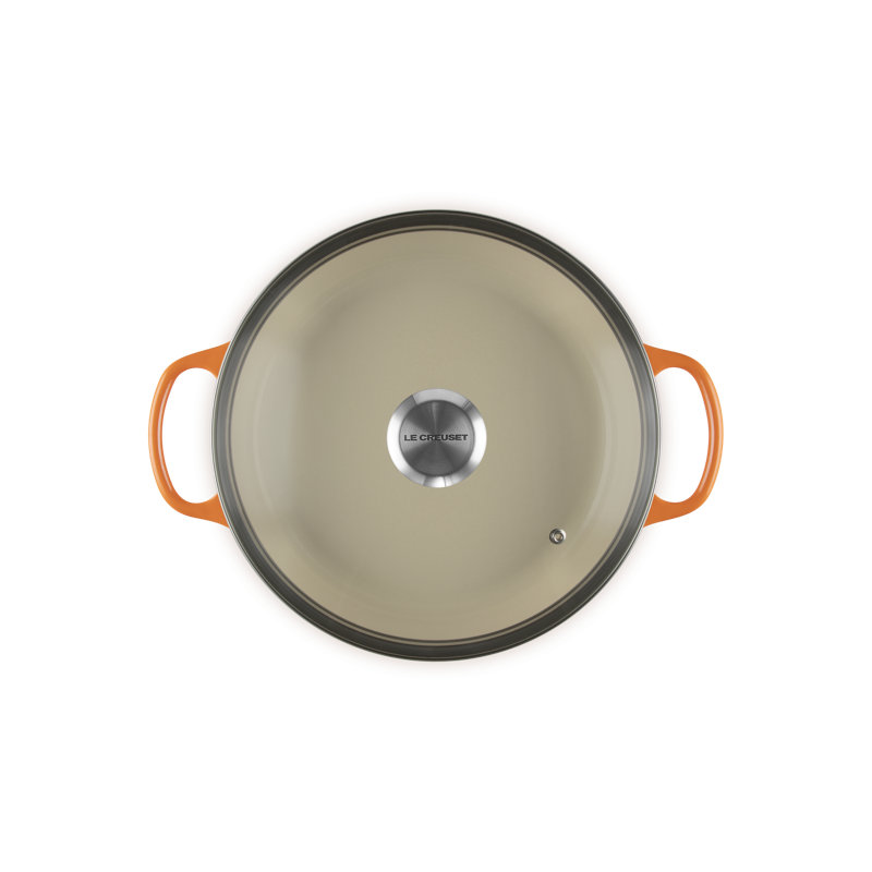 Le Creuset Enameled Cast Iron Signature Round Braiser With Glass Lid, 2.25 Qt., Olive, Flame