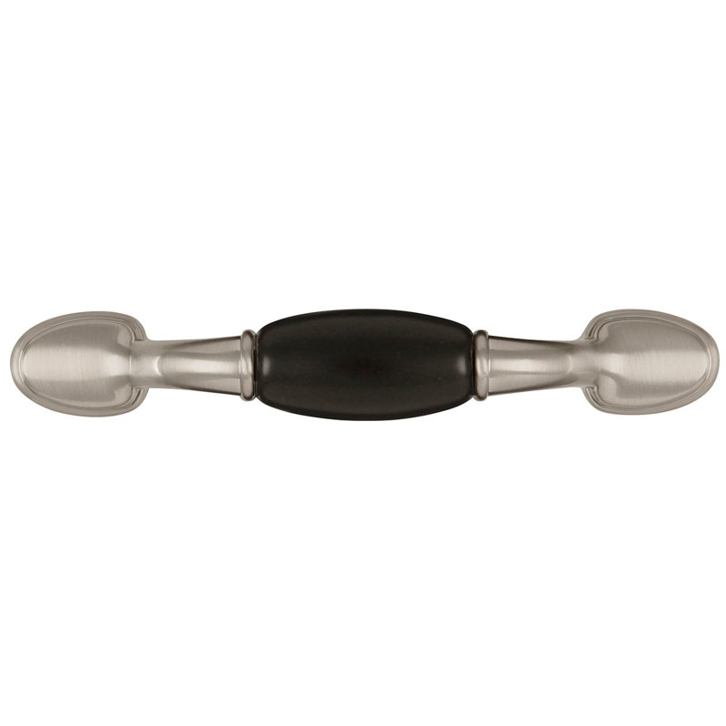Tranquility Kitchen Cabinet Handles, Solid Core Drawer Pulls for Cabinet Doors, 3", Satin Nickel/Black