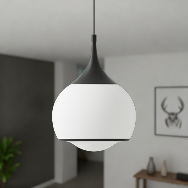 1-Light Dimmable Integrated LED Pendant, Matte Black, 72.25" H X 14" W X 14" D