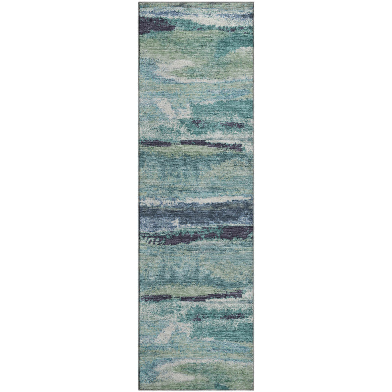 Premium Machine Washable Prisco Aloe Rug, Runner 2'3" x 7'6"