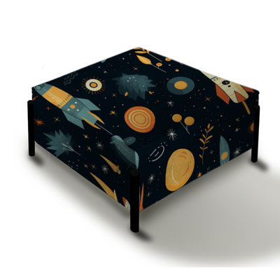 Outer Space Adventures For Kids Bedroom - Kids Bedroom Large Square Ottoman