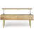 Jager 48"W Solid Mango Wood Contemporary Modern Lift Top Coffee Table with Hidden Storage and Geometric Brass Inlay
