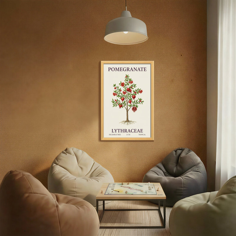Plantes et fleurs de grenadier avec fruits rouges et feuilles vertes, H 18 po x l 12 po