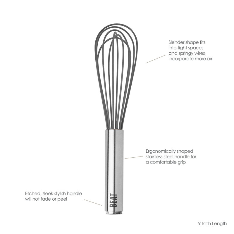 Tovolo 9" Silicone Beat Whisk, Charcoal