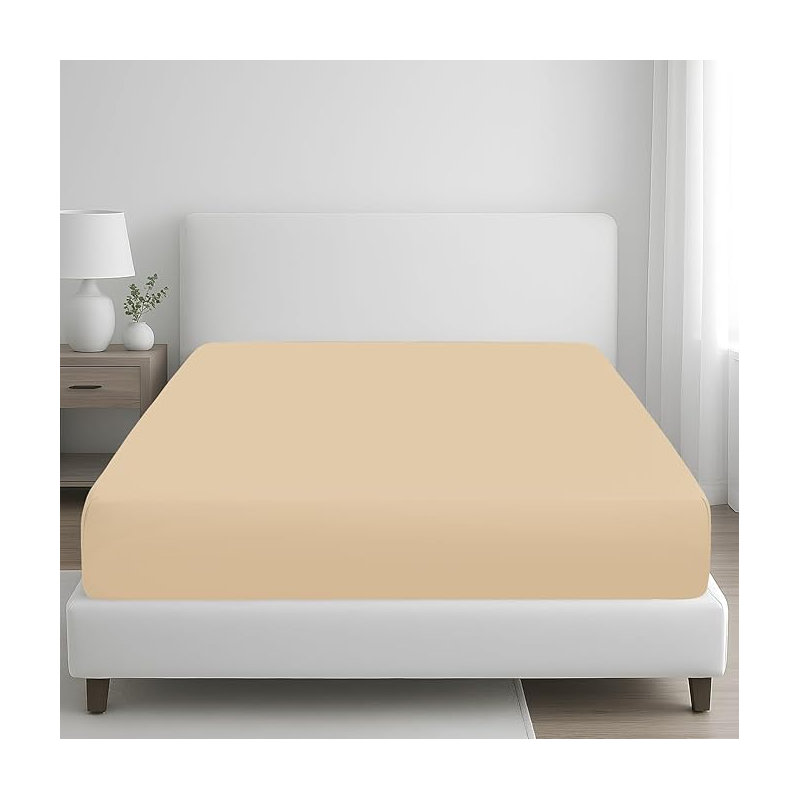 Premium 100% Egyptian Cotton Fitted Sheet – 35cm Extra Deep Pocket, Luxury Hotel Style, Soft & Breathable, Single (3')