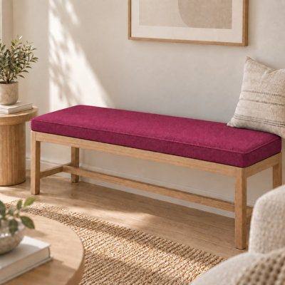 Coussin de banc d'extérieur personnalisé de 3,6 pouces d'épaisseur avec housse en lin synthétique, mousse haute résilience 75D, dessous antidérapant et passepoil simple