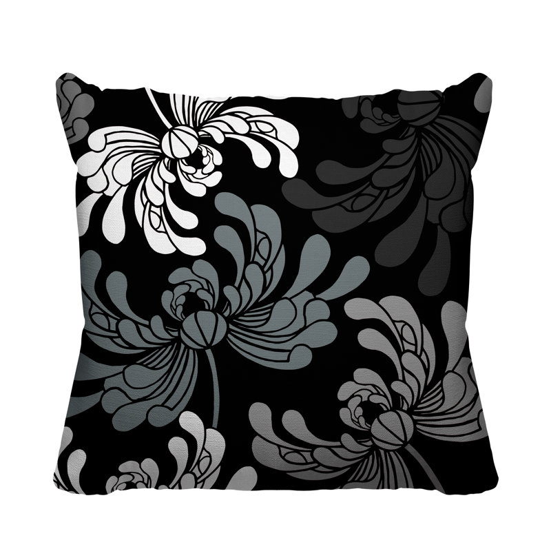 Coussin décoratif intérieur / extérieur Marilyn, 17 po x 17 po, Noir, Carré