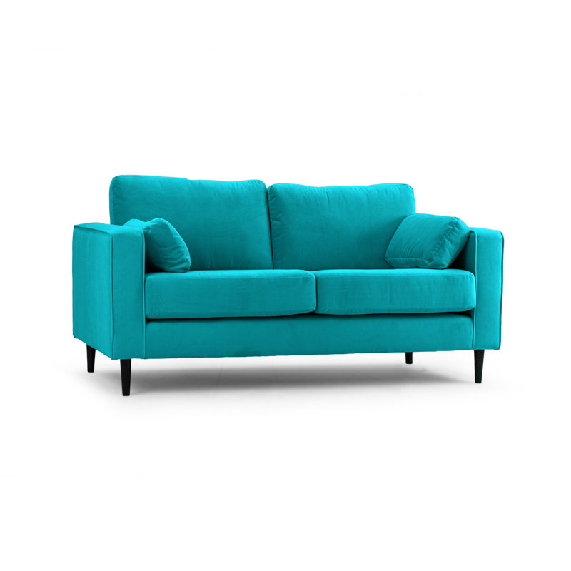 Millerville Velvet Sofa, Turquoise, 93"H x 140"W x 93"D