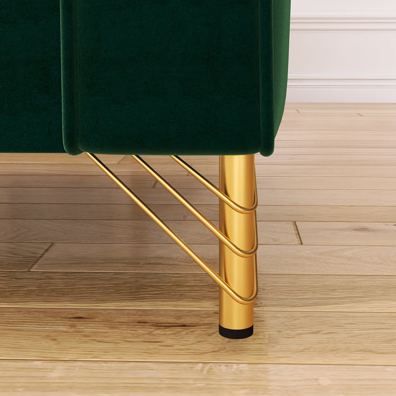 Canapé 85,63 po style Mid-Century moderne avec coussins moelleux et pieds en métal, Vert rétro
