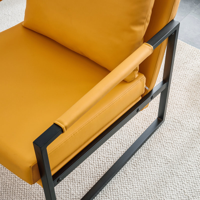 Michaelah Upholstered 26.8'' Sofa, Orange Faux Leather