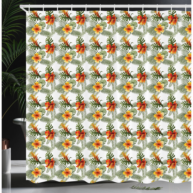 Cammi Floral Shower Curtain with Hooks Included, 84"H x 69"W