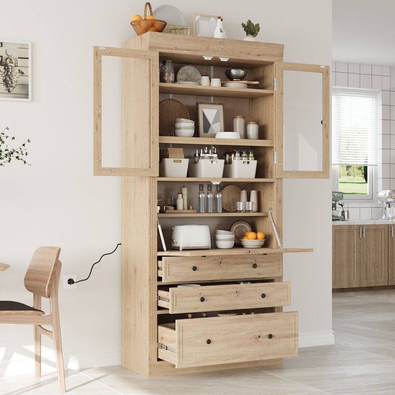 Armoire de rangement autoportante Elegant, Naturel