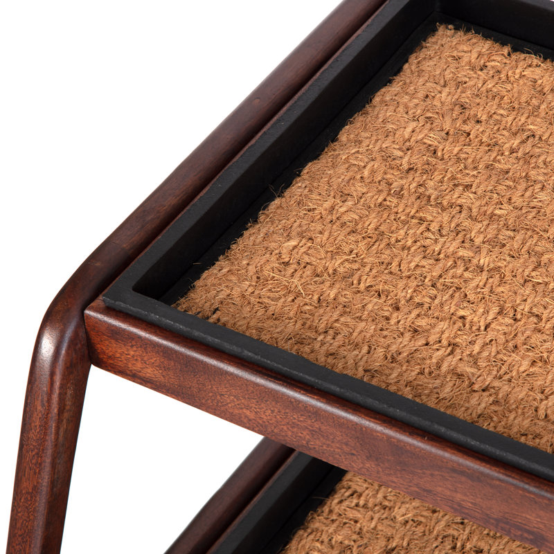 Support à bottes en bois massif de qualité supérieure avec tapis en fibre de coco naturelle - Rangement pour chaussures