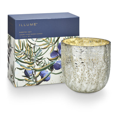 ILLUME Noble Holiday Midnight Pumpkin Large Crackle Glass Candle