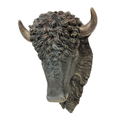 Polyresin Brown North American Bison Buffalo Head Bust Farmhouse Hanging Decorative Wall Décor