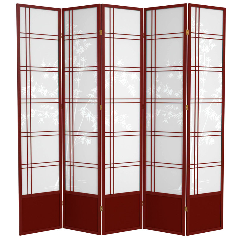 Cloison pliante Keitez, 5 panneaux, Bois de rose