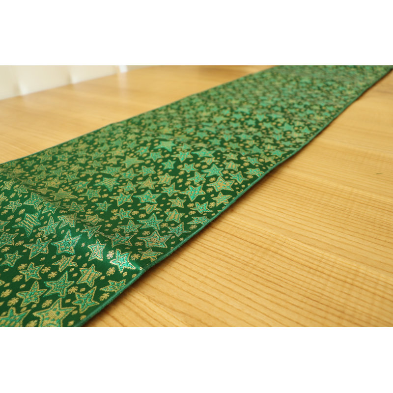 Chemin de table géométrique de Noël oretha, L 108 po x l 12 po, Vert