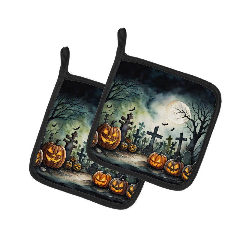 Paire de porte-casseroles Graveyard Spooky Halloween