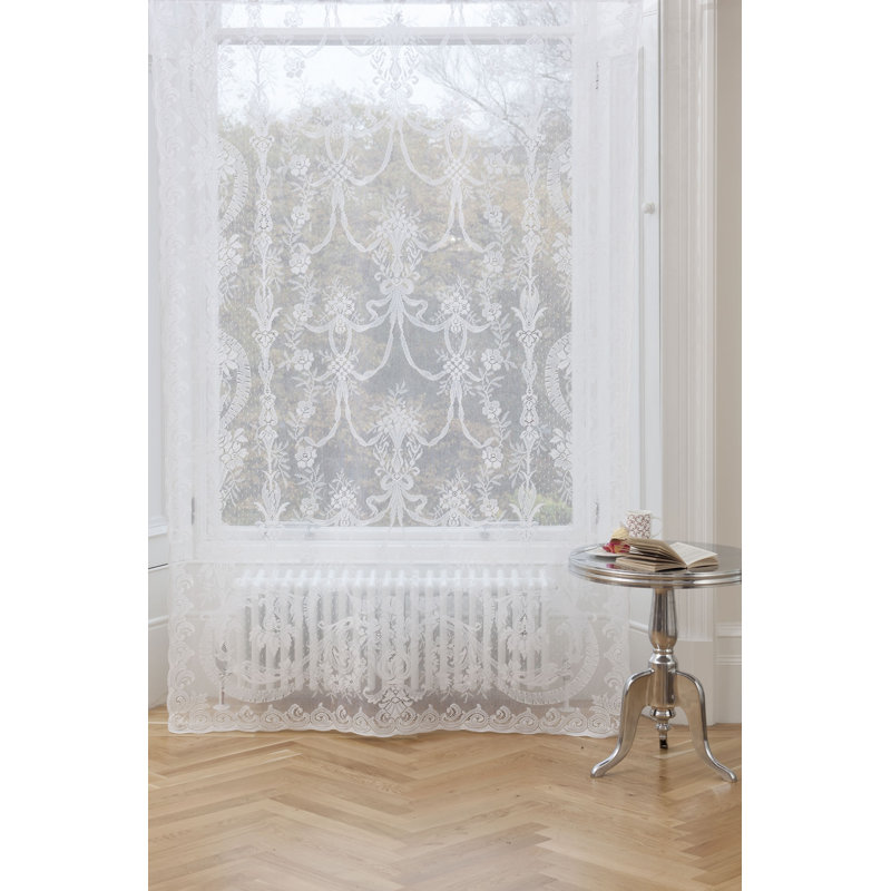 Daisetta Cotton Blend Sheer Curtain Single Panel, Cream, 150 W x 213 D cm