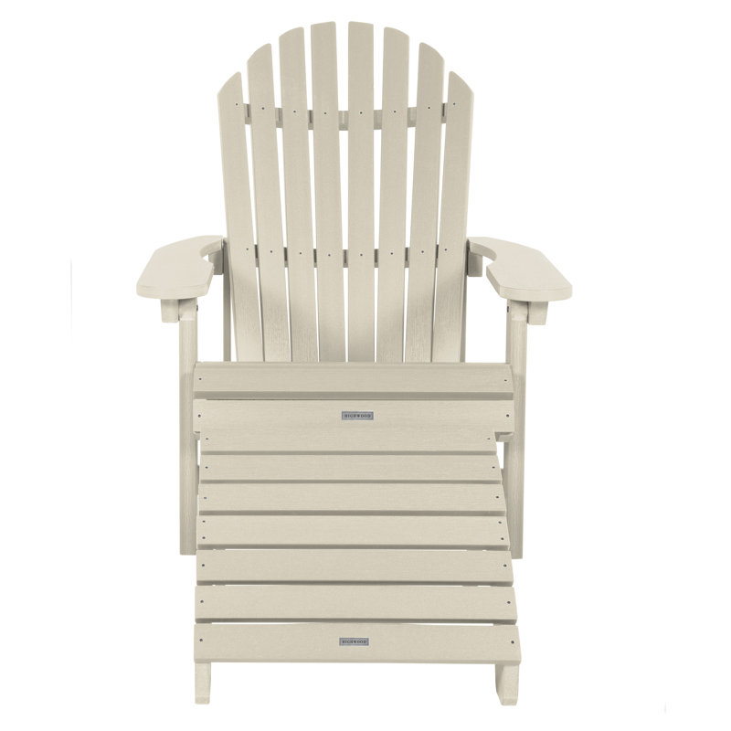 Anette Outdoor Adirondack Chair With Ottoman, Whitewash